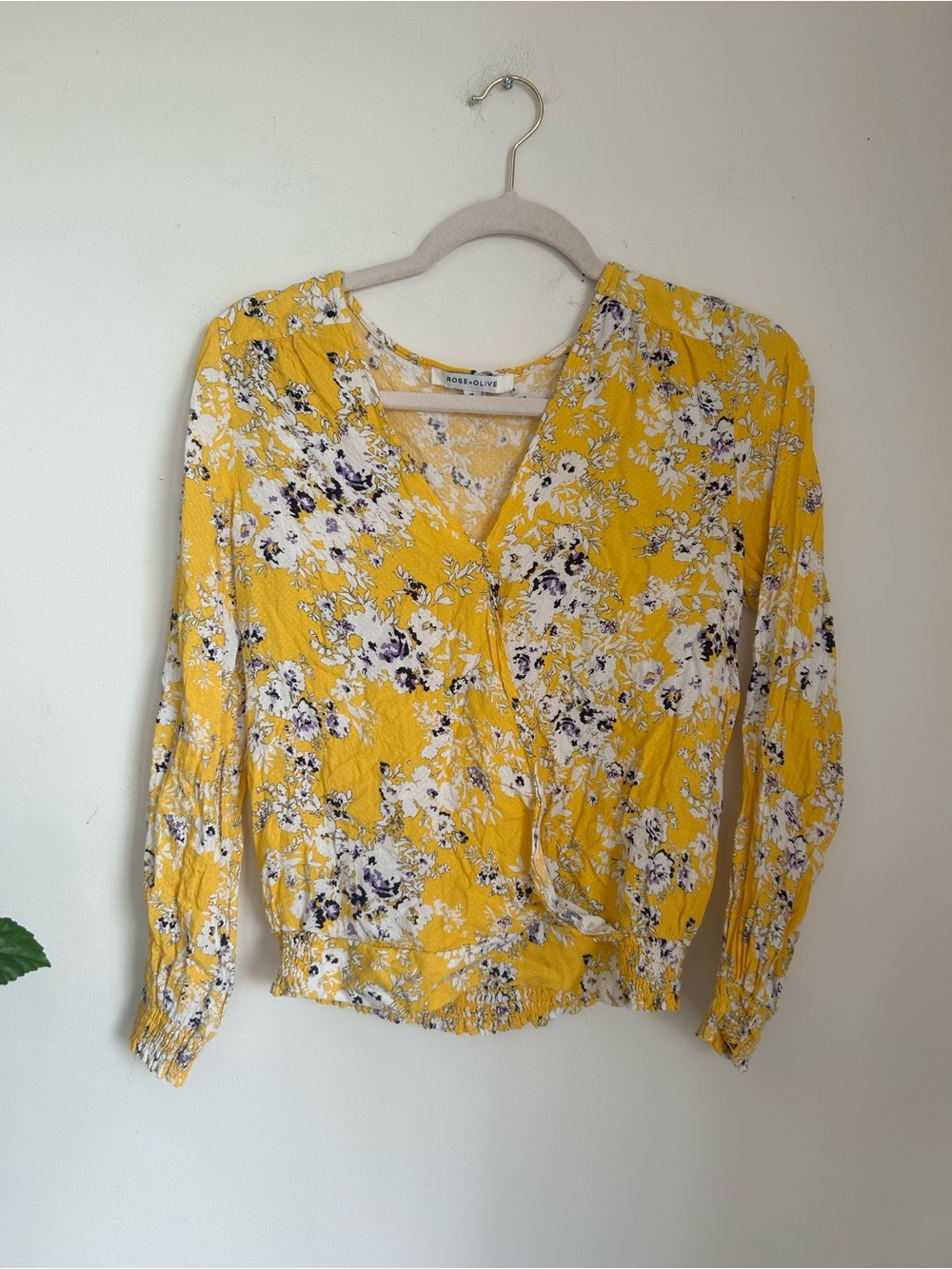 Yellow Floral Wrap Blouse